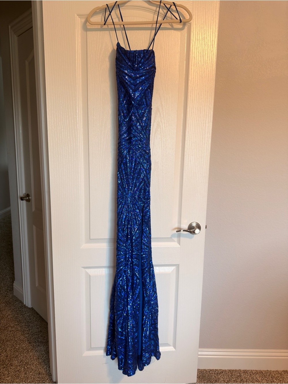Windsor Royal Blue Sequin Prom Gown
